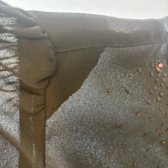 VINTAGE NEIMAN MARCUS Women’s Sheer‎ Black Long Sleeve Peplum Beaded Blouse Sz 4 - Picture 6 of 16